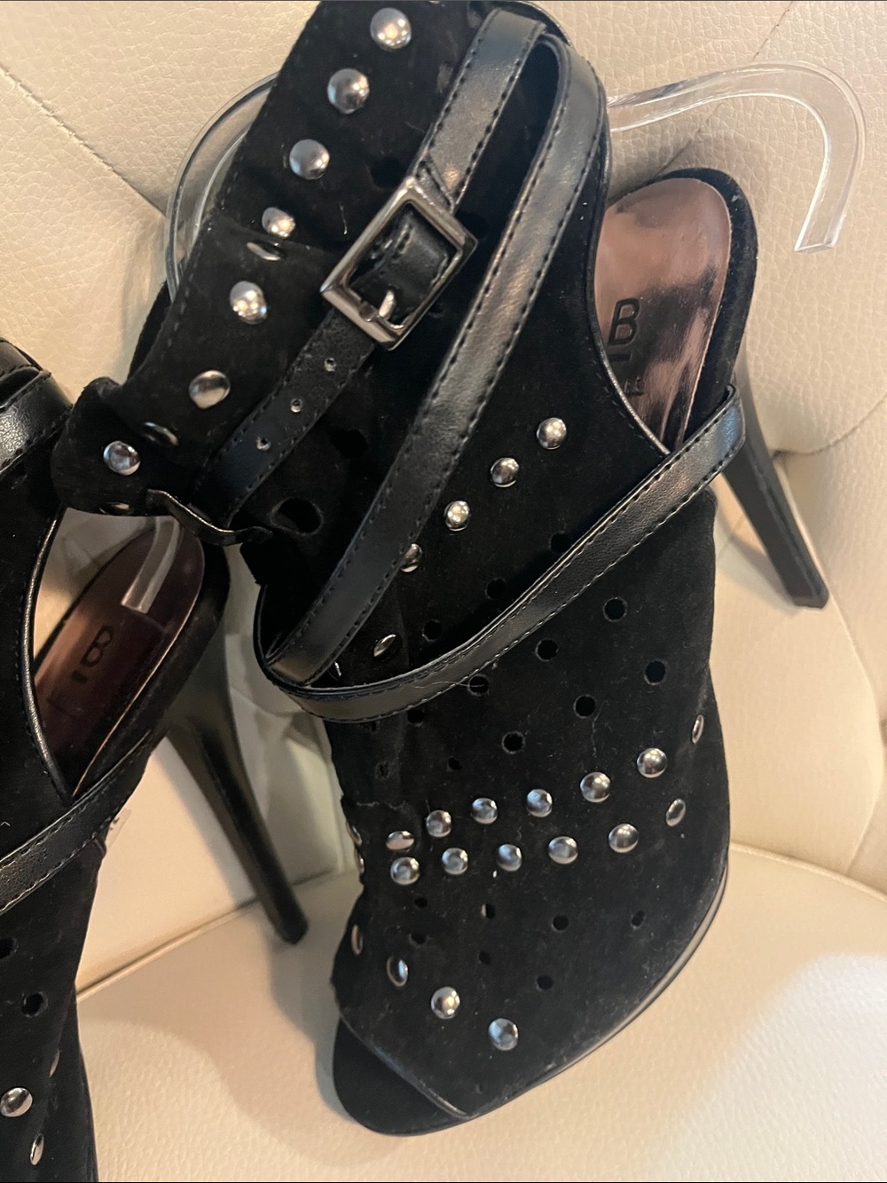 Bakers Black Studded Peep-Toe Stiletto Booties - Picture 2 of 11